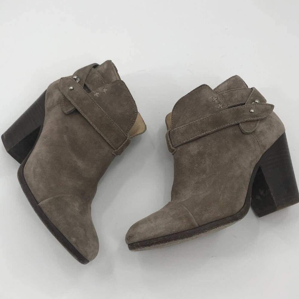 Rag & Bone Taupe Suede Harrow Heeled Ankle Boots - Picture 3 of 11